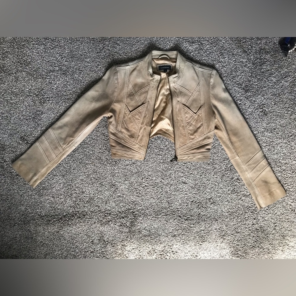 Cropped BeBe Suede Leather Jacket Size Small